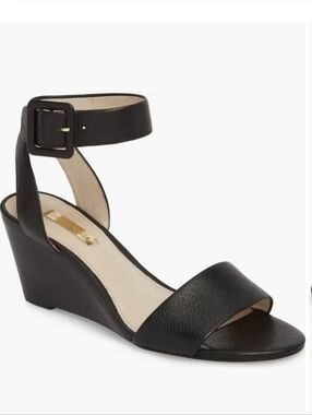 Louise et Cie LO-PUNYA Wedge Sandal, Black 7.5 M